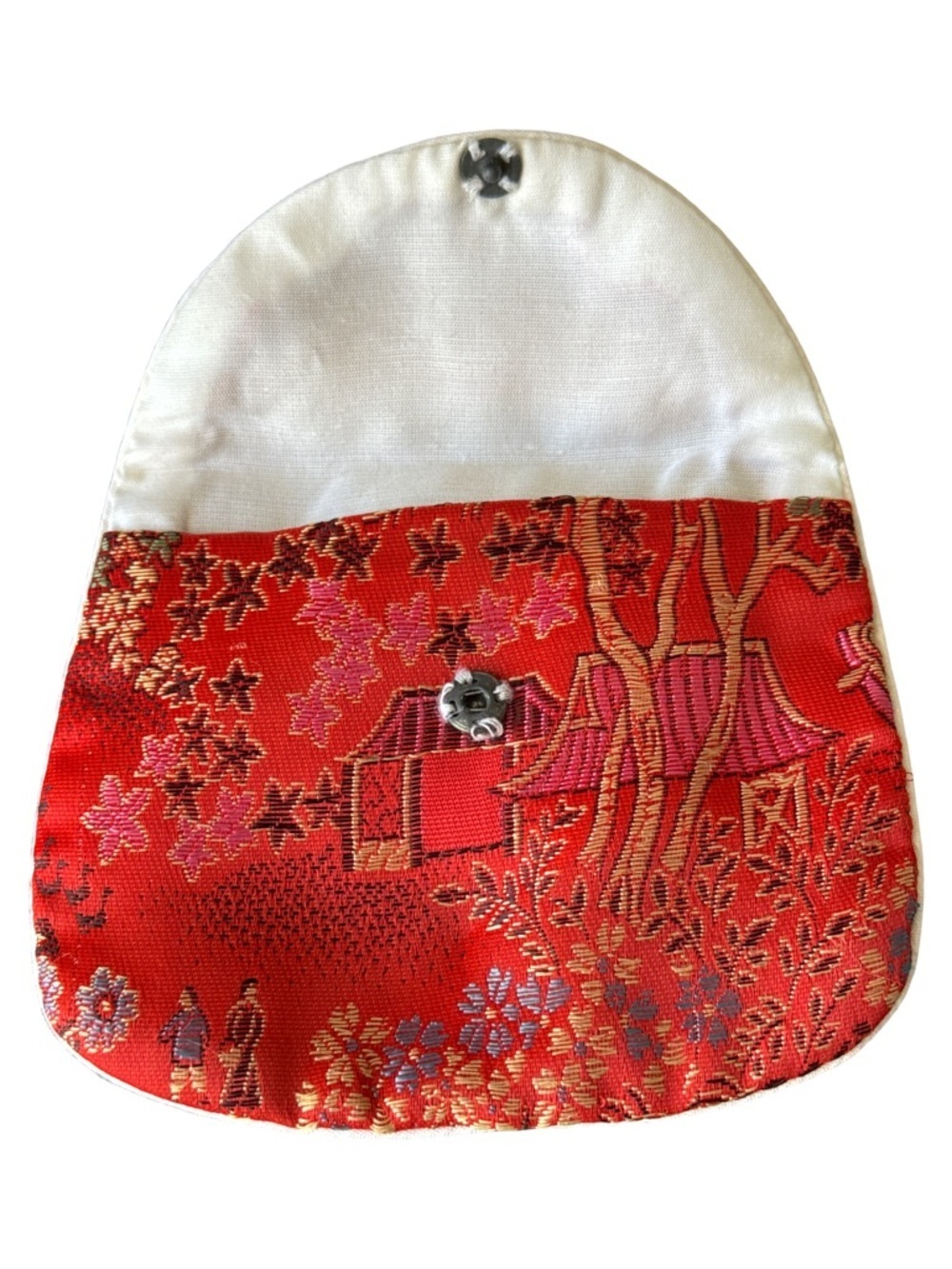 Red Satin Embroidered Jewlery Pouch.